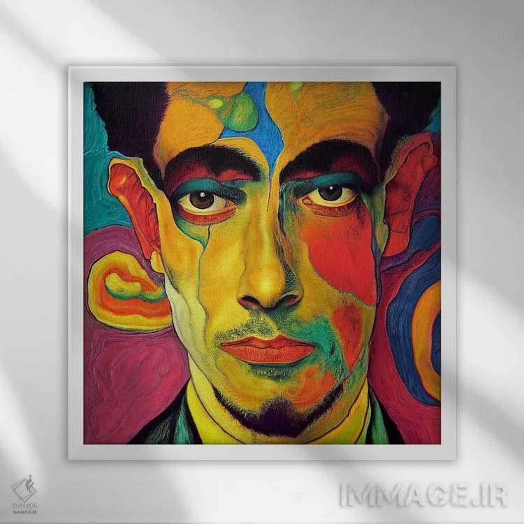 تابلو مرد نئون ۶ (۲۰۲۲) اثر برین ویو کالت - نمای قابدار سفید