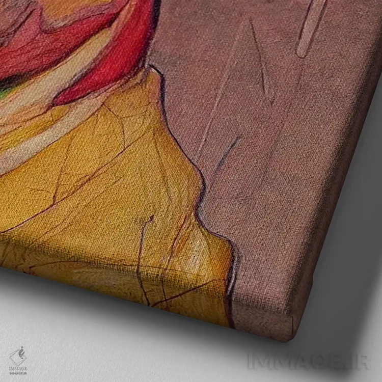 تابلو مه نارنجی (۲۰۲۳) اثر برین ویو کالت - نمای نزدیک بافت بوم