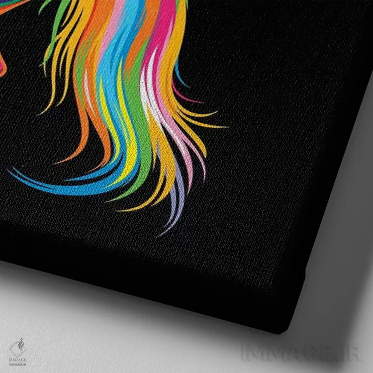 تابلو اسب تکشاخ (موجود افسانهای) اثر باب ویر - نمای نزدیک بافت بوم