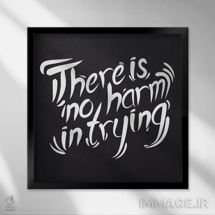 تابلو تلاشت هیچ ضرری ندارد I اثر فایو بای فایو کالکتیو - نمای قابدار مشکی