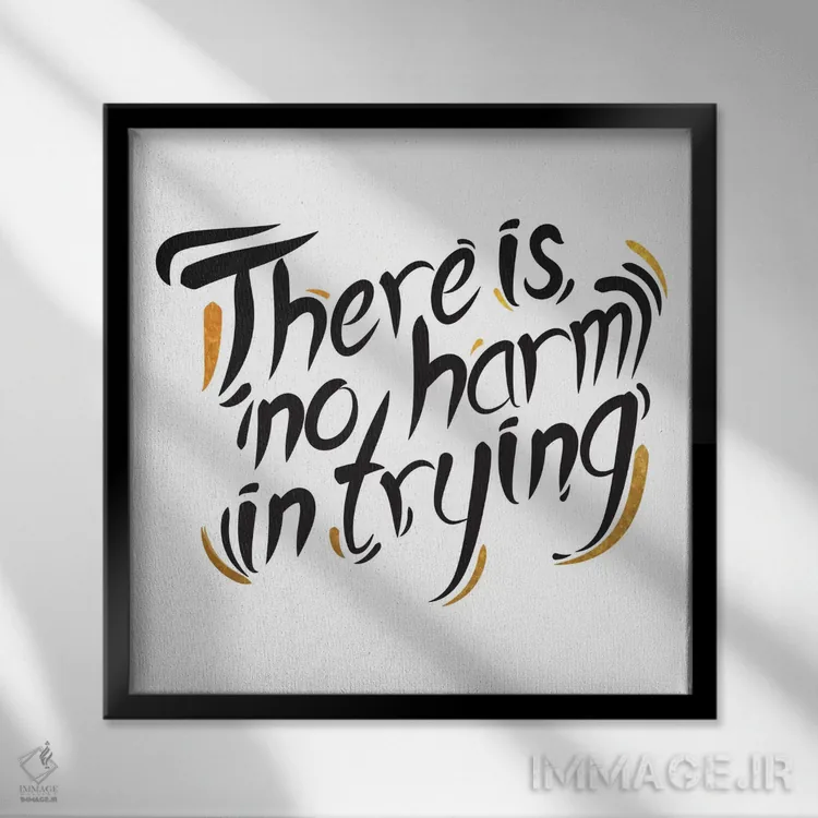 تابلو تلاشت هیچ ضرری ندارد III اثر فایو بای فایو کالکتیو - نمای قابدار مشکی