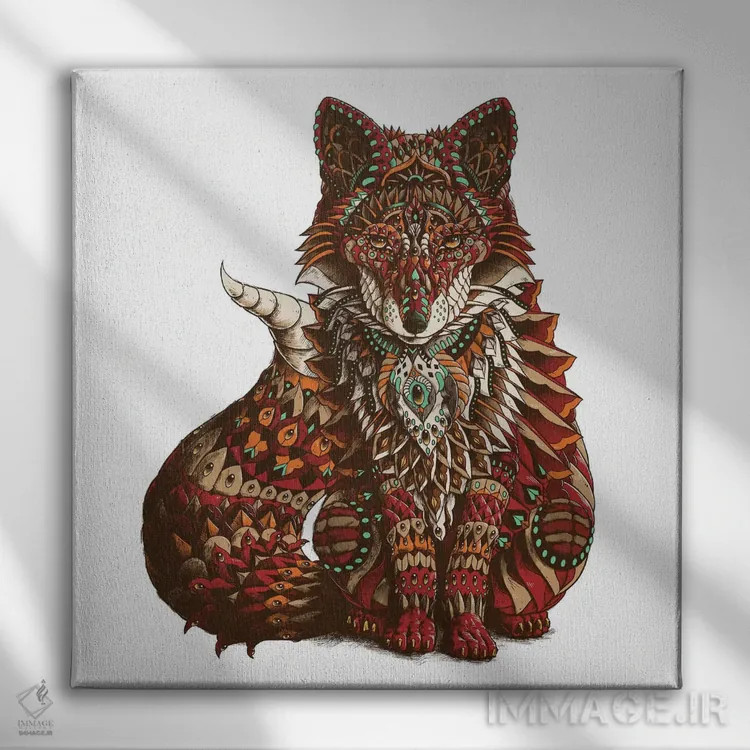 تابلو روباه قرمز رنگی II اثر بیوورکز - نمای روبهرو روی دیوار