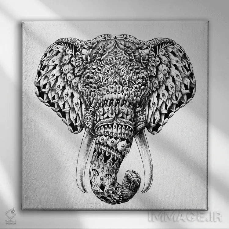 تابلو سر فیل تزیینی اثر بیوورکز - نمای روبهرو روی دیوار