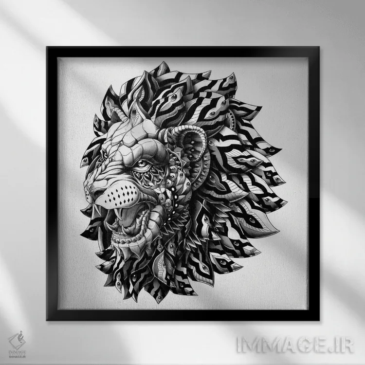 تابلو شیر اثر بیوورکز - نمای قابدار مشکی