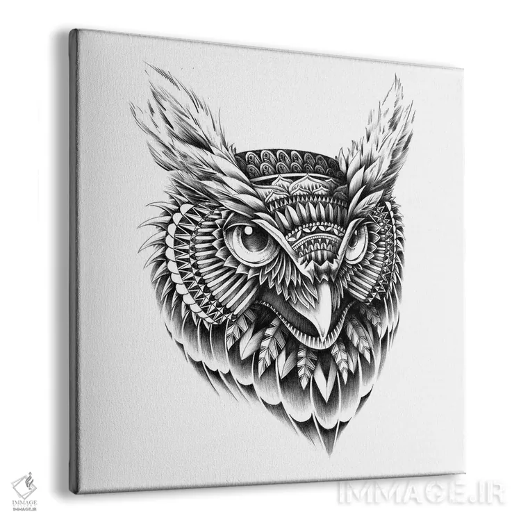 تابلو سر جغد تزیینی اثر بیوورکز - نمای پرسپکتیو محصول