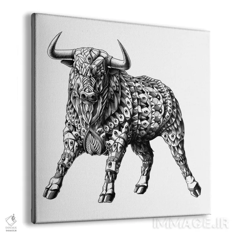 تابلو گاو خشمگین اثر بیوورکز - نمای پرسپکتیو محصول