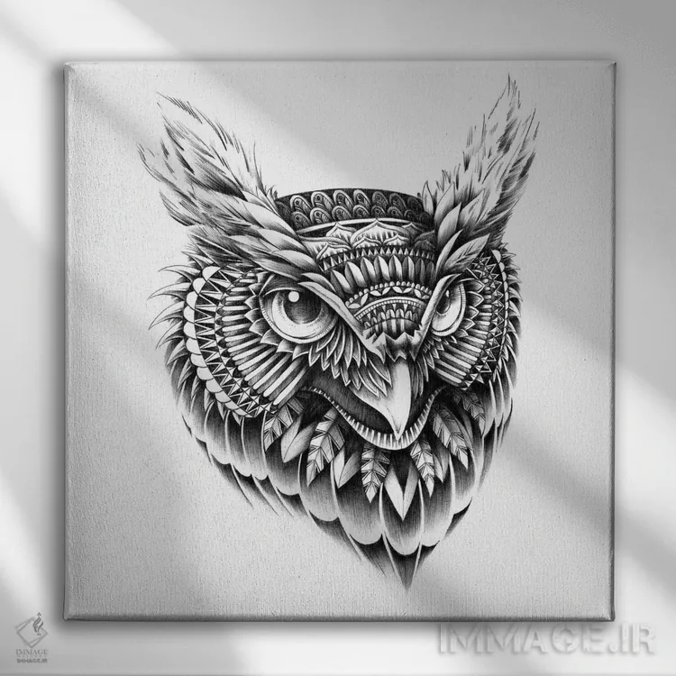 تابلو سر جغد تزیینی اثر بیوورکز - نمای روبهرو روی دیوار