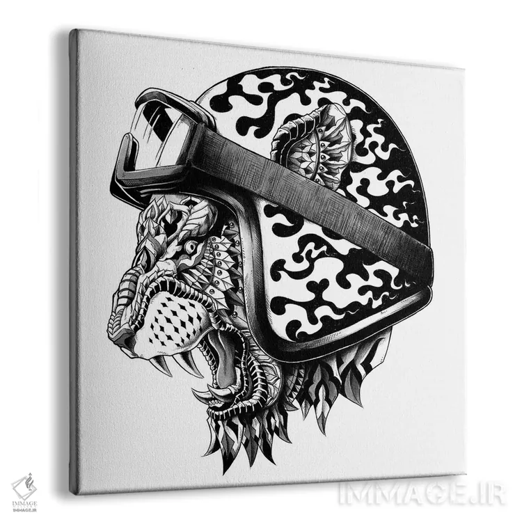 تابلو کلاهخود ببر اثر بیوورکز - نمای پرسپکتیو محصول