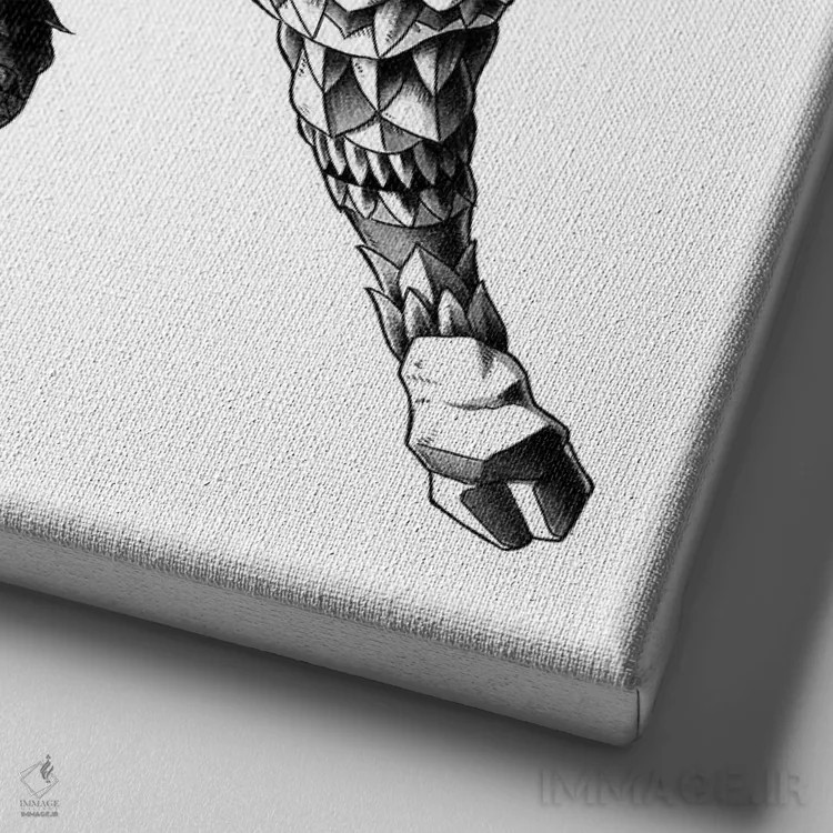 تابلو گاو خشمگین اثر بیوورکز - نمای نزدیک بافت بوم