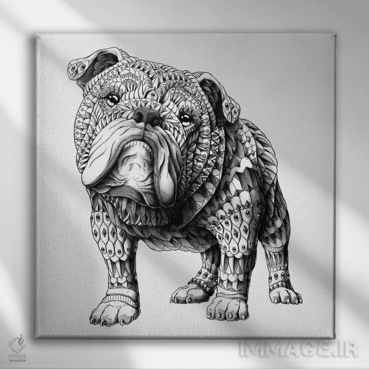 تابلو بولداگ انگلیسی اثر بیوورکز - نمای روبهرو روی دیوار