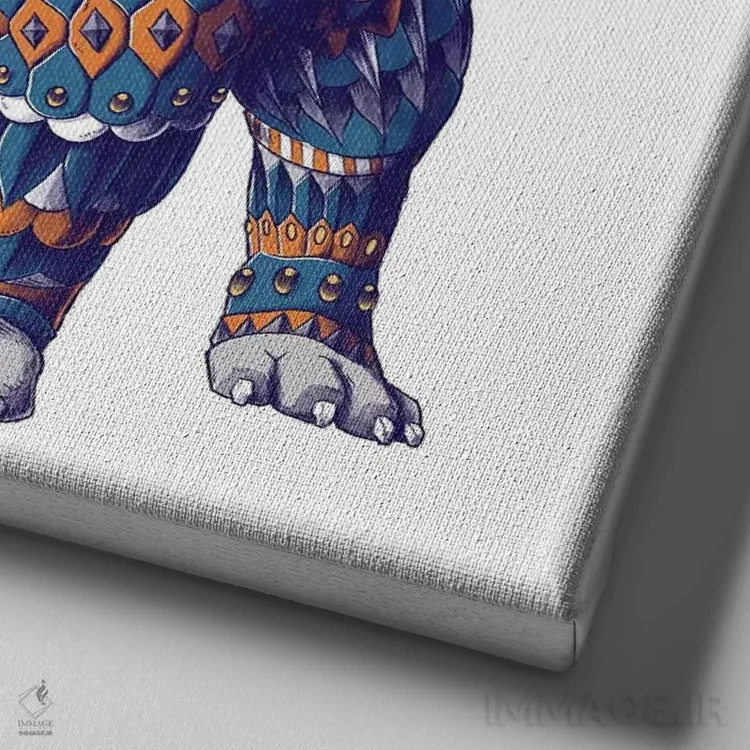 تابلو بولداگ انگلیسی رنگی شماره ۱ اثر بیوورکز - نمای نزدیک بافت بوم