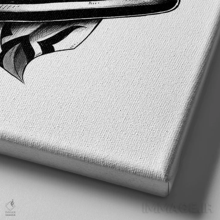 تابلو کلاهخود ببر اثر بیوورکز - نمای نزدیک بافت بوم