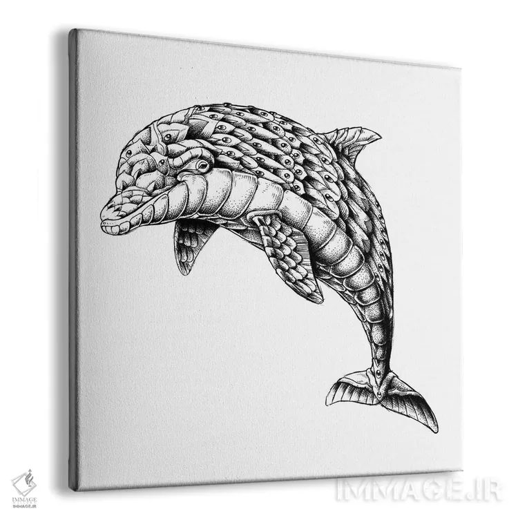 تابلو دلفین تزیینی اثر بیوورکز - نمای پرسپکتیو محصول