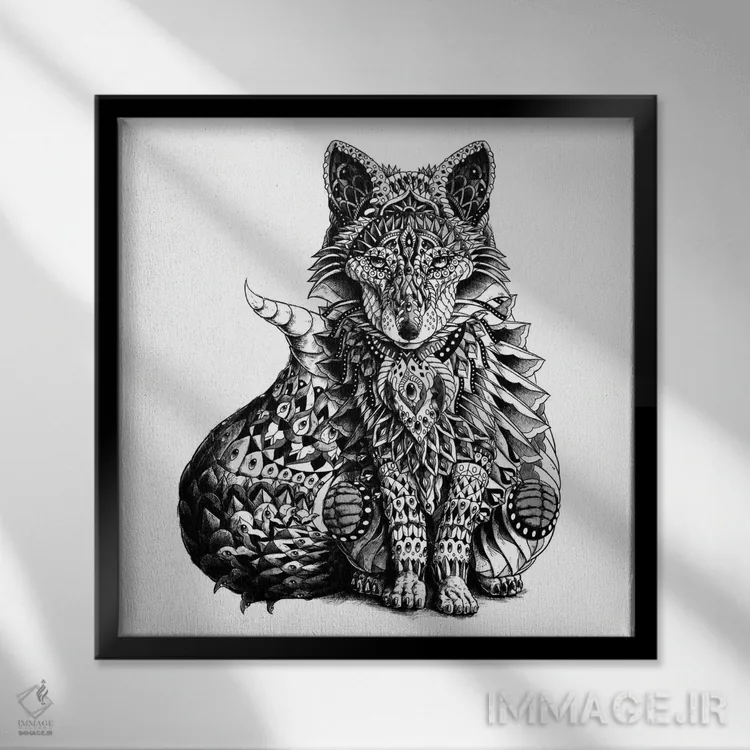 تابلو روباه قرمز اثر بیوورکز - نمای قابدار مشکی