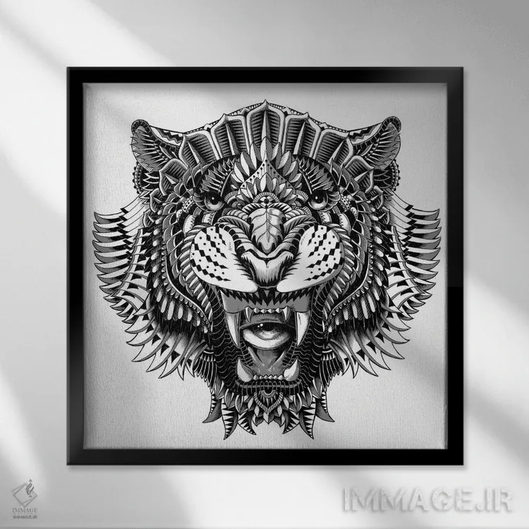 تابلو چشم ببر اثر بیوورکز - نمای قابدار مشکی