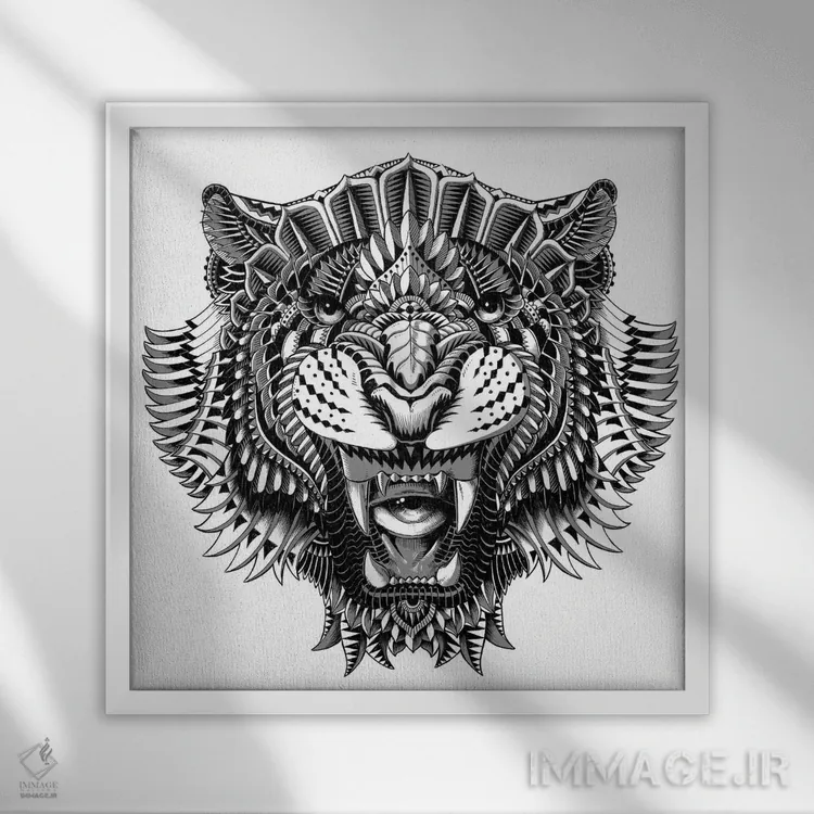 تابلو چشم ببر اثر بیوورکز - نمای قابدار سفید