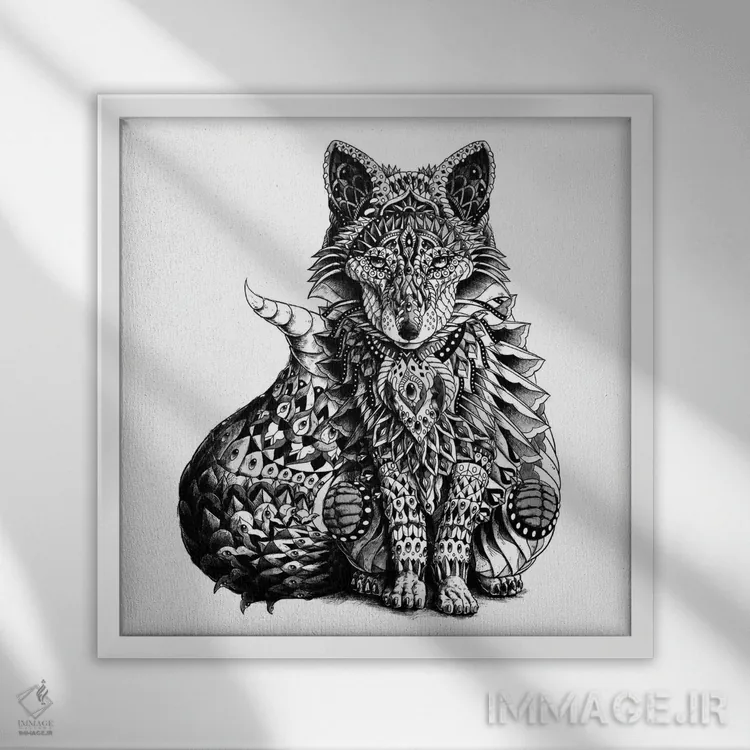 تابلو روباه قرمز اثر بیوورکز - نمای قابدار سفید