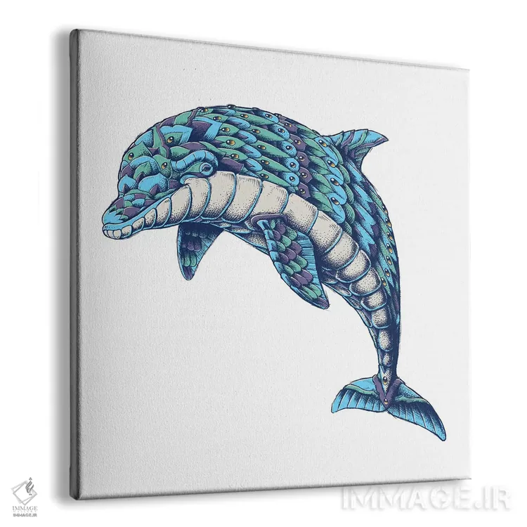 تابلو دلفین تزیینی رنگی شماره ۱ اثر بیوورکز - نمای پرسپکتیو محصول