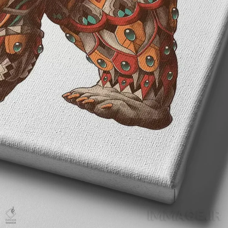 تابلو خرس گریزلی رنگی شماره ۱ اثر بیوورکز - نمای نزدیک بافت بوم