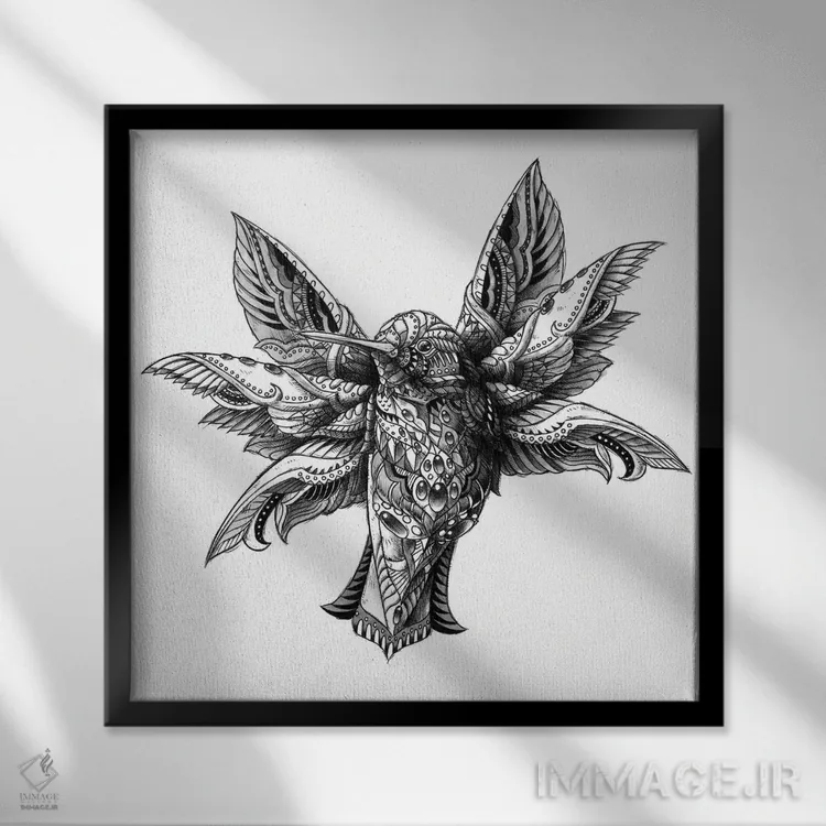 تابلو مرغ مگسخوار اثر بیوورکز - نمای قابدار مشکی