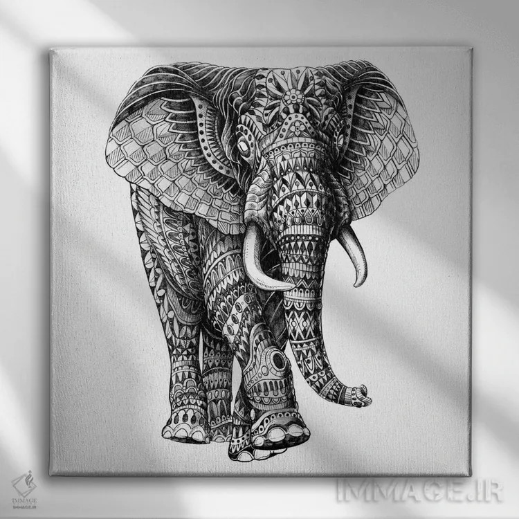 تابلو فیل تزیینی شماره ۳ اثر بیوورکز - نمای روبهرو روی دیوار