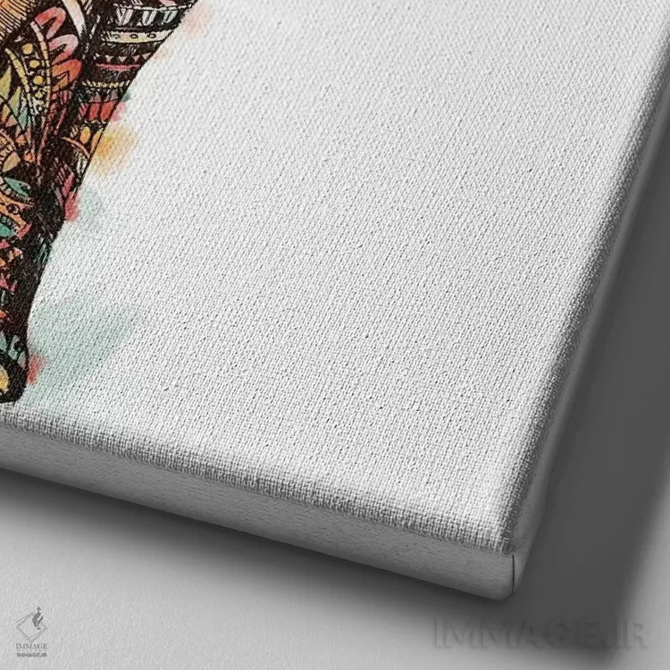 تابلو فیل تزیینی شماره ۱ رنگی شماره ۱ اثر بیوورکز - نمای نزدیک بافت بوم