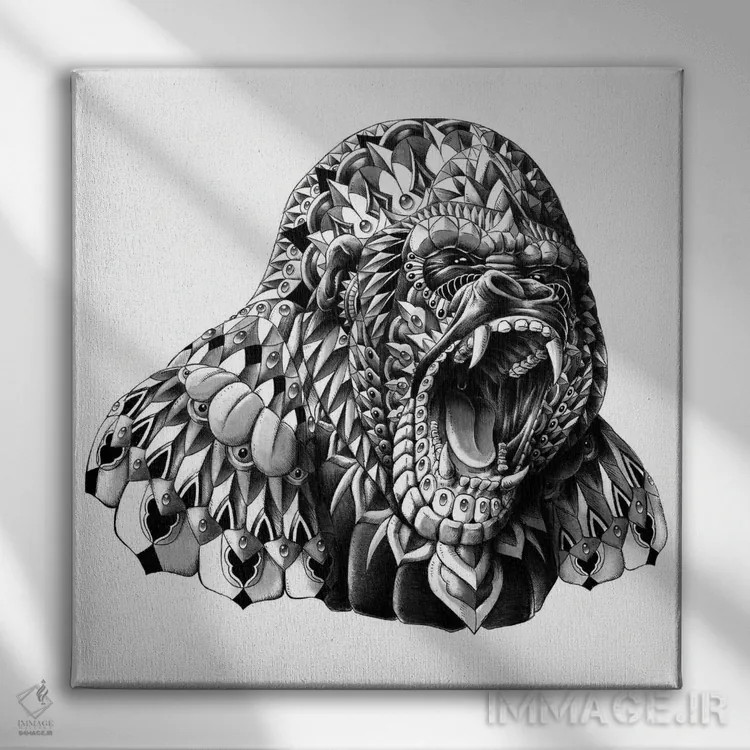 تابلو گوریل اثر بیوورکز - نمای روبهرو روی دیوار