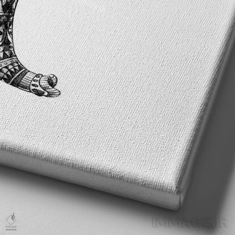 تابلو فیل تزیینی شماره ۳ اثر بیوورکز - نمای نزدیک بافت بوم