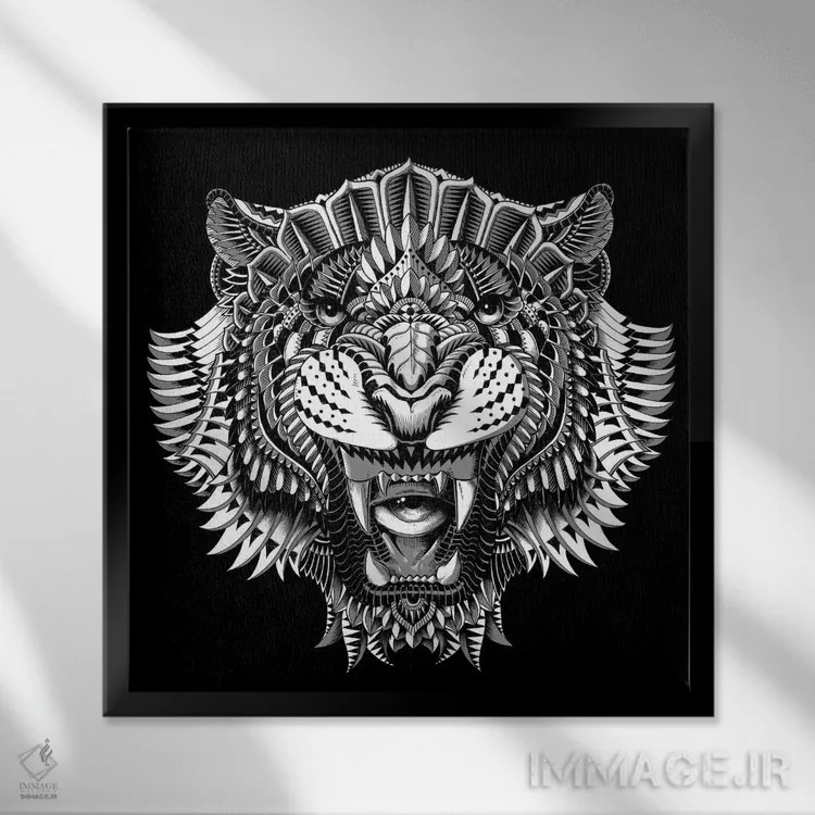تابلو چشم ببر اثر بیوورکز - نمای قابدار مشکی