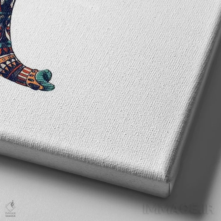 تابلو فیل تزیینی شماره ۳ رنگی شماره ۲ اثر بیوورکز - نمای نزدیک بافت بوم