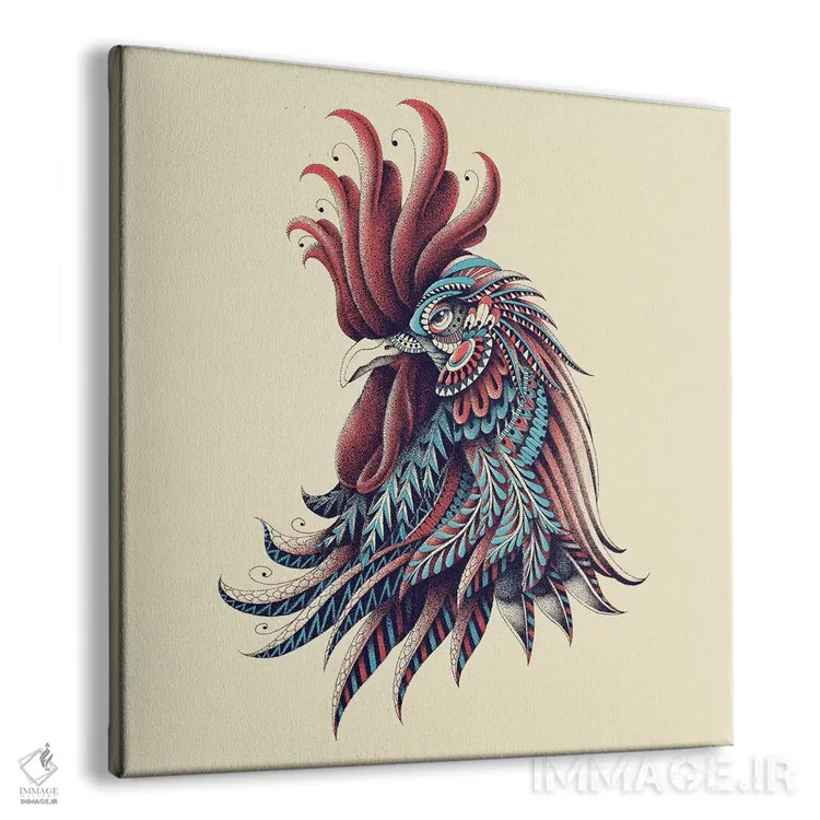 تابلو خروس تزیینی رنگی شماره ۱ اثر بیوورکز - نمای پرسپکتیو محصول