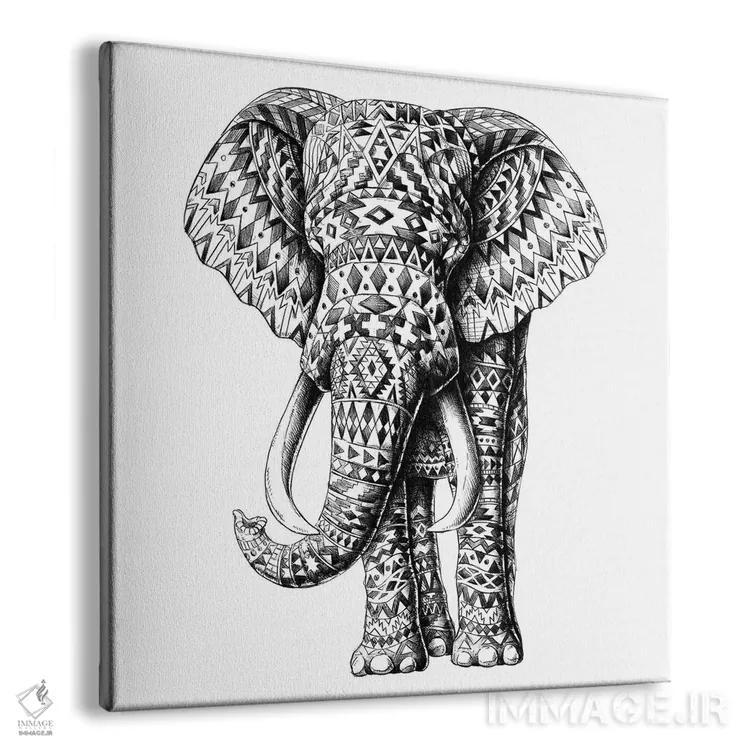 تابلو فیل قبیلهای تزیینی اثر بیوورکز - نمای پرسپکتیو محصول