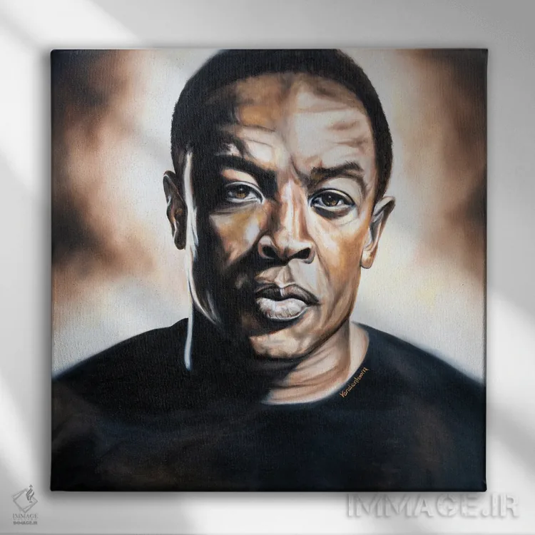 تابلو دکتر دری (موسیقیدان رپ) اثر بابی واندنهورن - نمای روبهرو روی دیوار