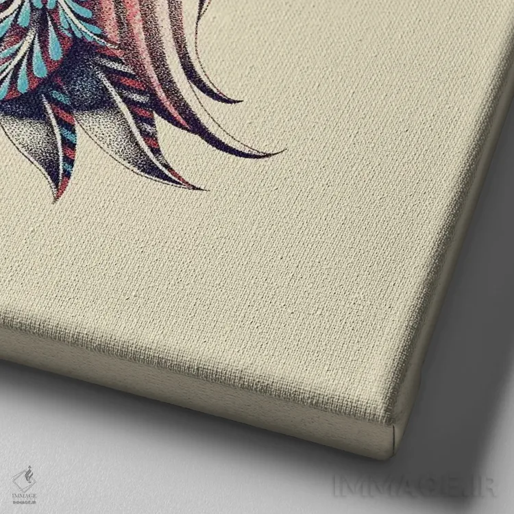 تابلو خروس تزیینی رنگی شماره ۱ اثر بیوورکز - نمای نزدیک بافت بوم