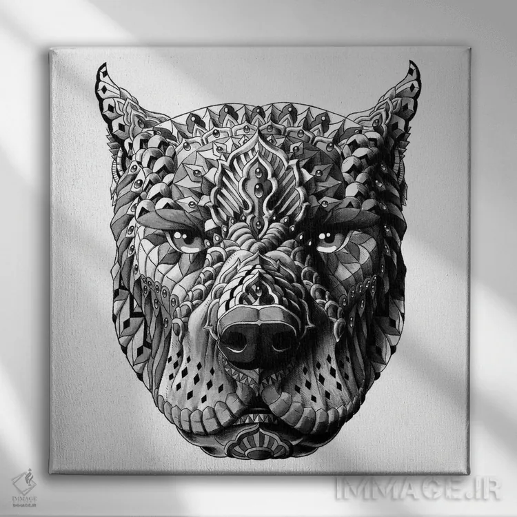 تابلو پیتبول (سگ) اثر بیوورکز - نمای روبهرو روی دیوار