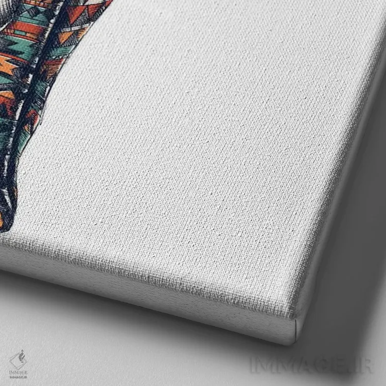 تابلو فیل قبیلهای تزیینی رنگی شماره ۱ اثر بیوورکز - نمای نزدیک بافت بوم