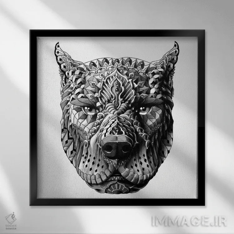 تابلو پیتبول (سگ) اثر بیوورکز - نمای قابدار مشکی