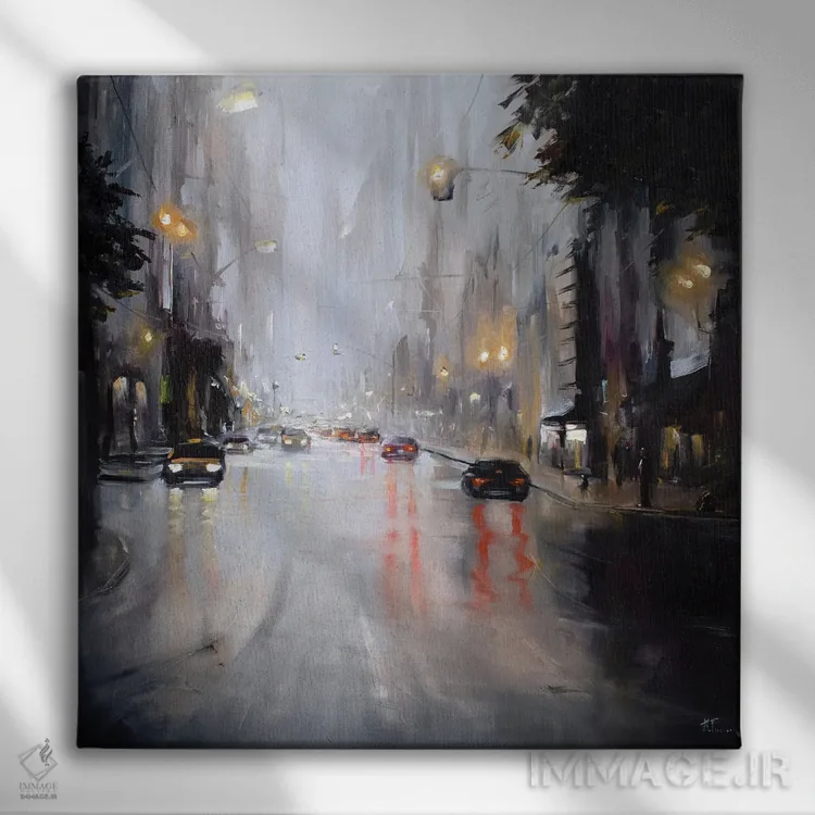 تابلو عصر پاییزی در شهر اثر بُژنا فوخس - نمای روبهرو روی دیوار