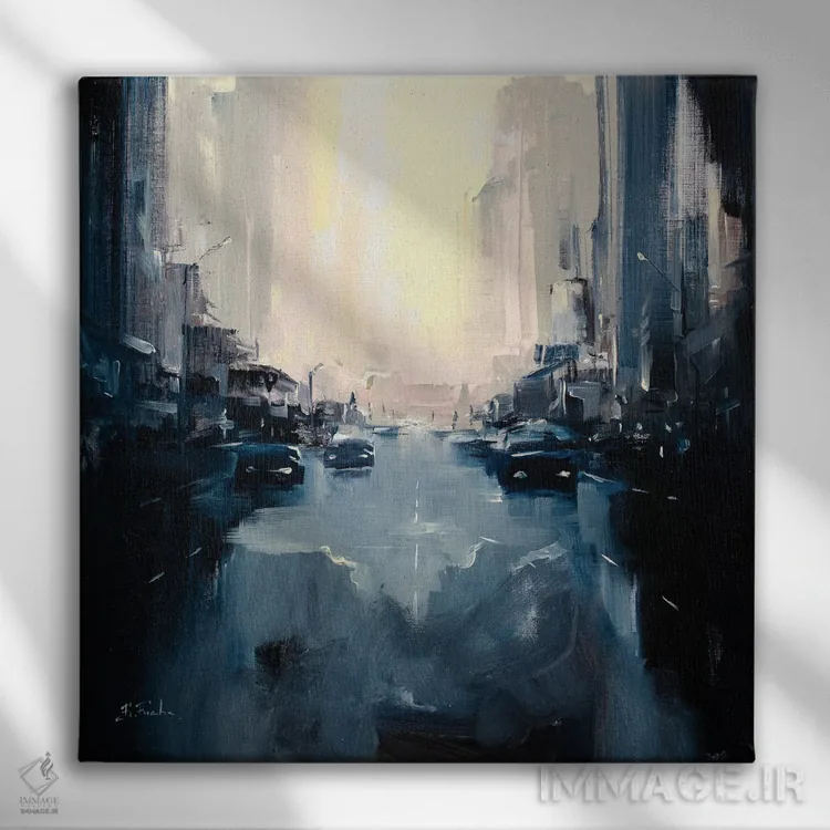 تابلو هنگامی که خورشید غروب میکند اثر بُژنا فوخس - نمای روبهرو روی دیوار