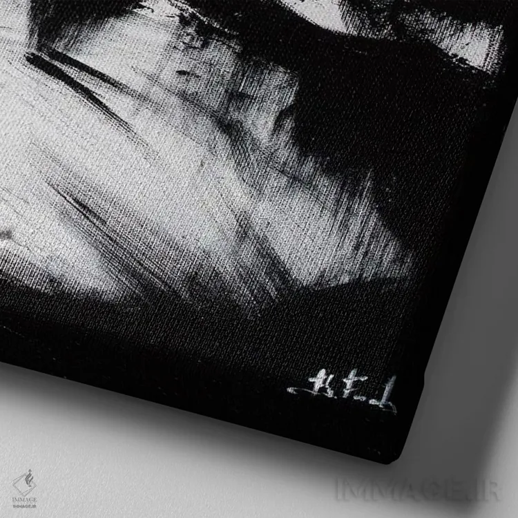 تابلو شهر انتزاعی سیاه و سفید II اثر بُژنا فوخس - نمای نزدیک بافت بوم