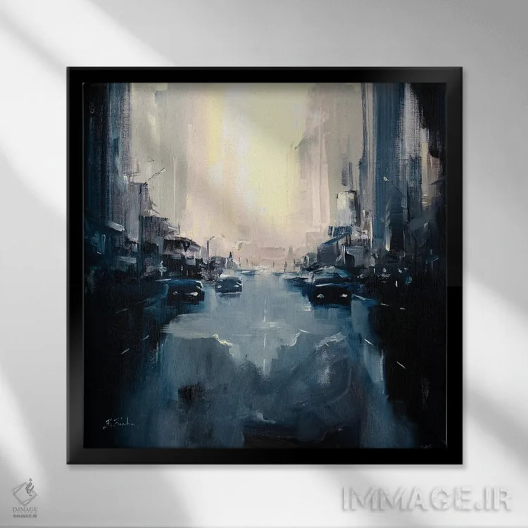 تابلو هنگامی که خورشید غروب میکند اثر بُژنا فوخس - نمای قابدار مشکی