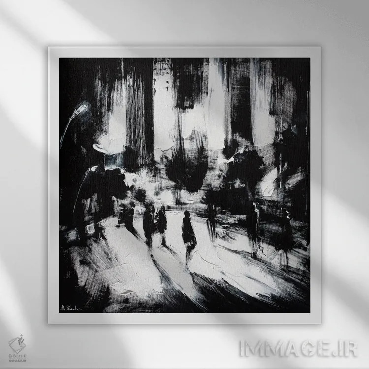 تابلو شهر انتزاعی سیاه و سفید I اثر بُژنا فوخس - نمای قابدار سفید