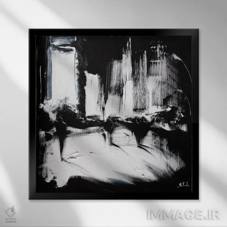 تابلو شهر انتزاعی سیاه و سفید II اثر بُژنا فوخس - نمای قابدار مشکی