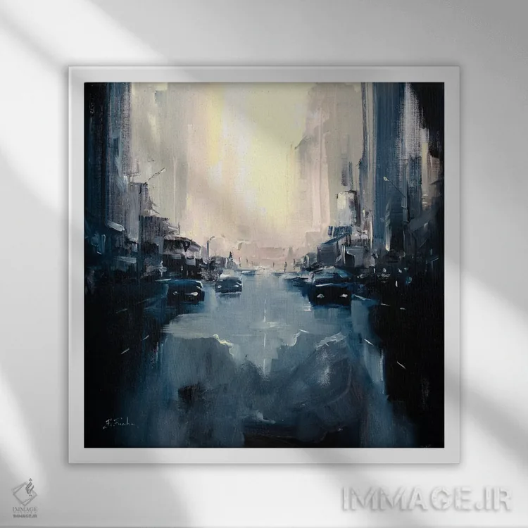 تابلو هنگامی که خورشید غروب میکند اثر بُژنا فوخس - نمای قابدار سفید