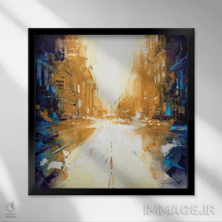 تابلو شهر انتزاعی اثر بُژنا فوخس - نمای قابدار مشکی