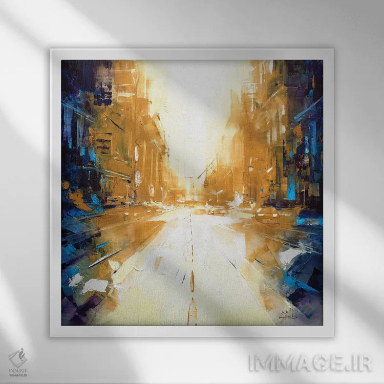 تابلو شهر انتزاعی اثر بُژنا فوخس - نمای قابدار سفید