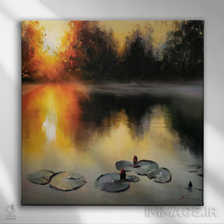 تابلو عصر تابستانی کنار دریاچه اثر بُژنا فوخس - نمای روبهرو روی دیوار