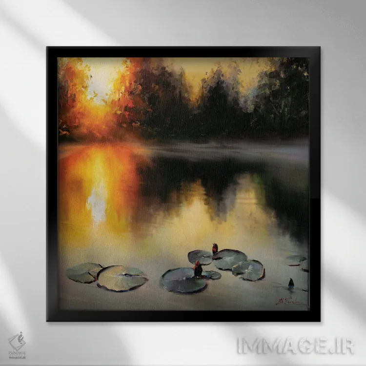 تابلو عصر تابستانی کنار دریاچه اثر بُژنا فوخس - نمای قابدار مشکی