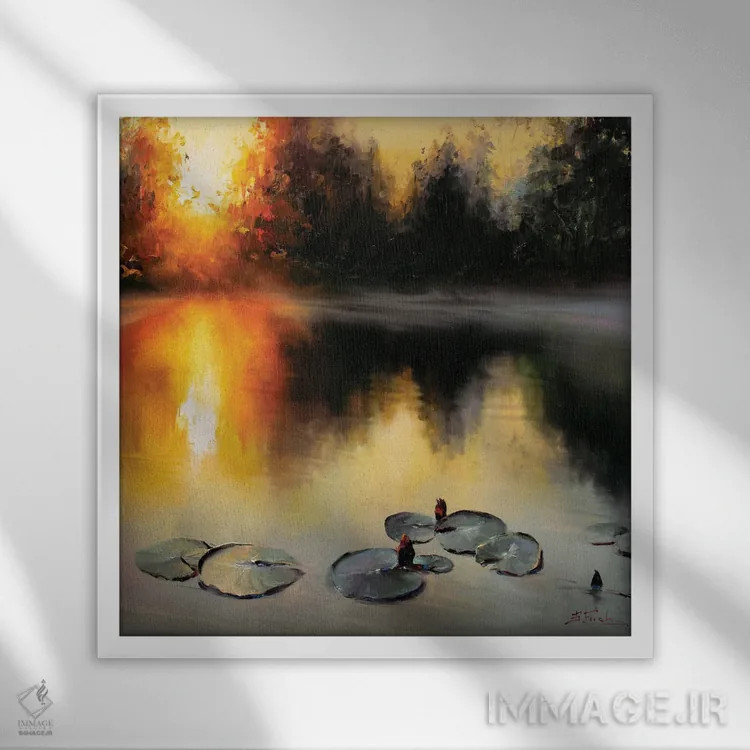 تابلو عصر تابستانی کنار دریاچه اثر بُژنا فوخس - نمای قابدار سفید