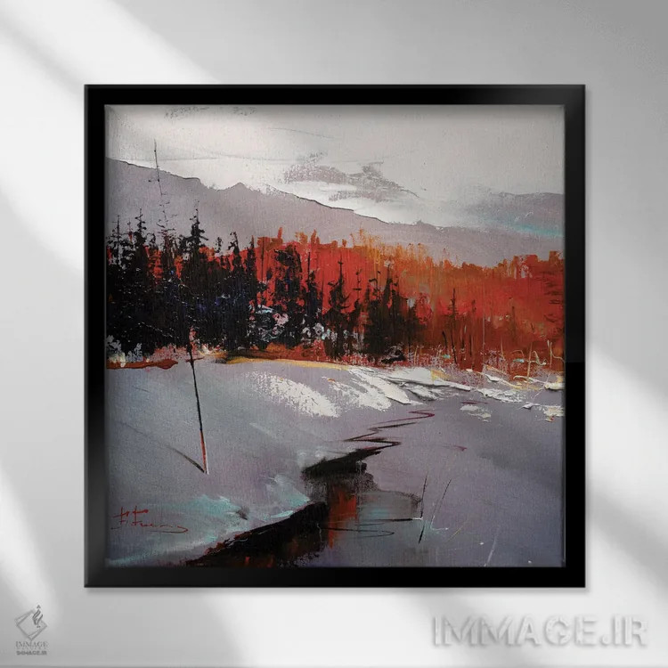 تابلو خیالبافی میان درختان سرخچوب (طبیعت) اثر بُژنا فوخس - نمای قابدار مشکی